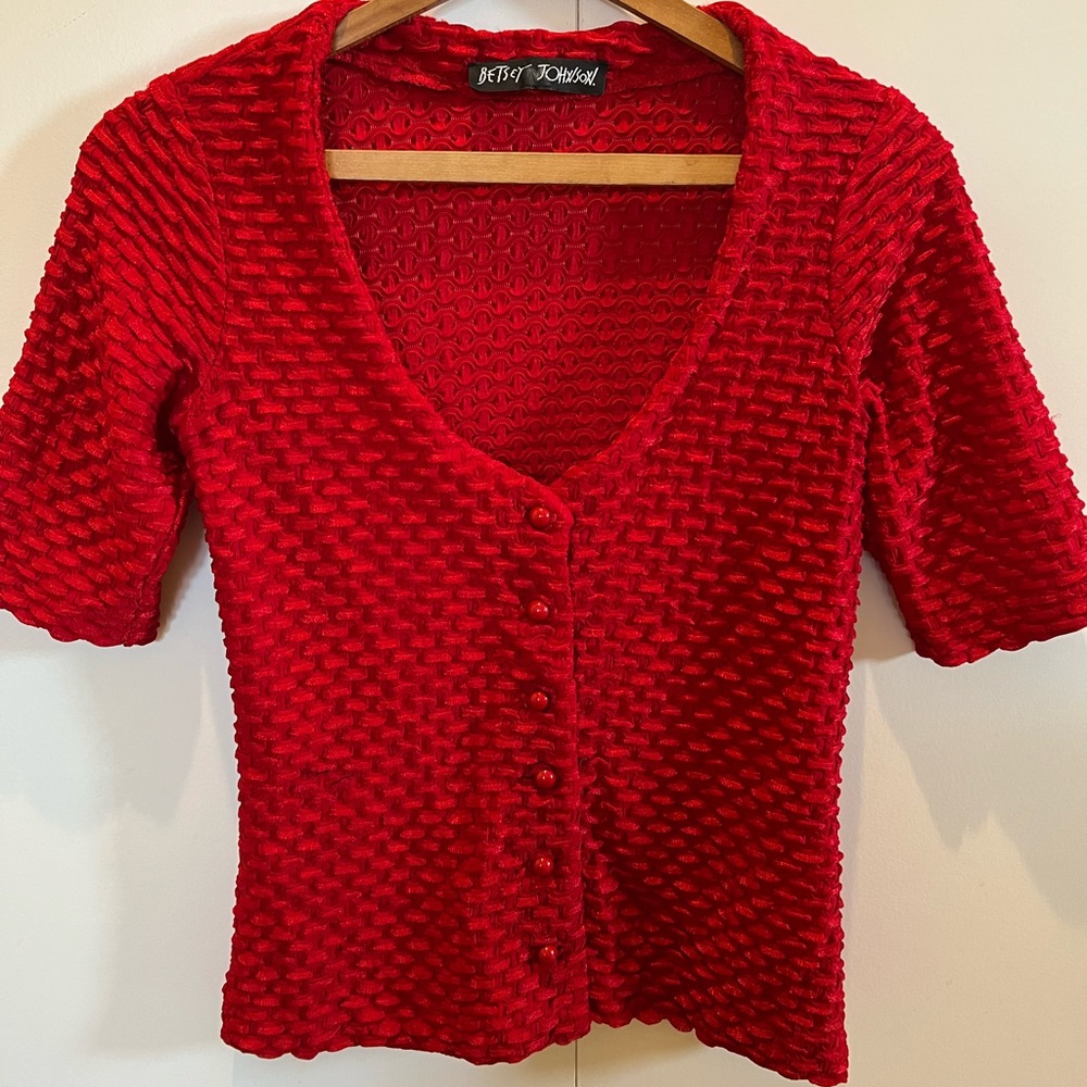 Betsey Johnson textured short sleeve blouse